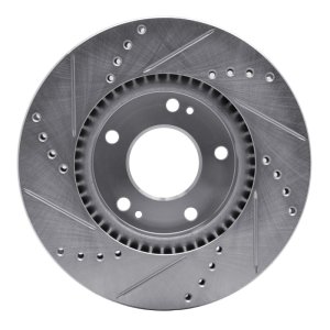 Hyundai Sonata Brake Rotor (1) - Front Right - R1 Concepts - Drilled & Slotted - Silver - `03-`13